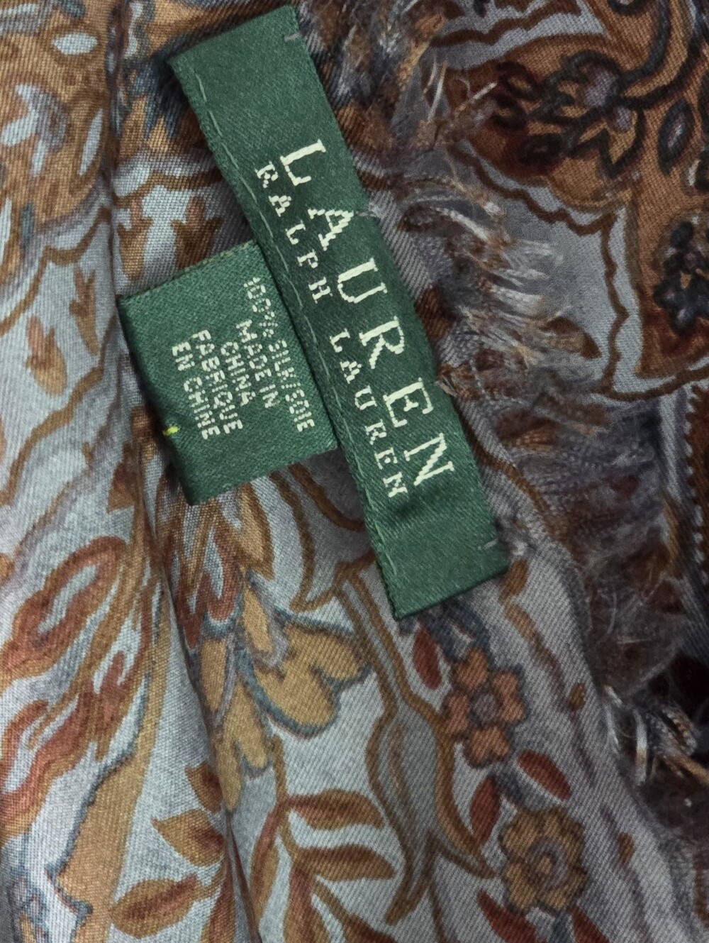Lauren Ralph Lauren 100% Silk Large Square Paisley Scarf - Picture 6 of 6